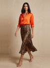 Leopard Print Satin Skirt