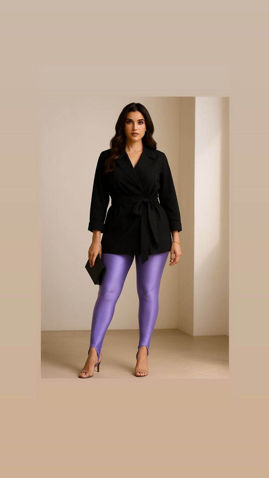 Lilac Stirrup Glossy Leggings - oneinmelon