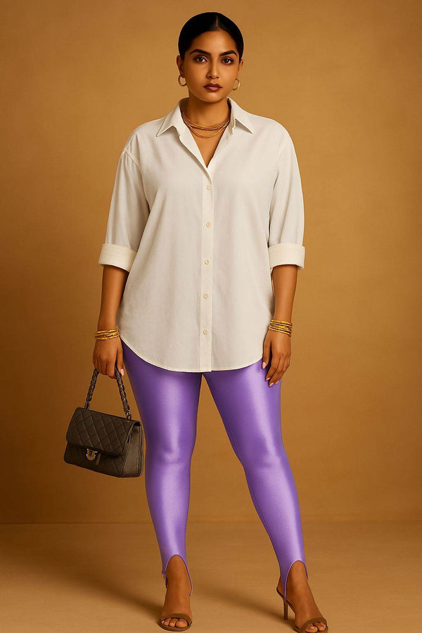 Lilac Stirrup Glossy Leggings - oneinmelon