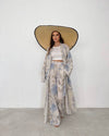 Floral Beige and Blue Linen Co-Ord Set - oneinmelon