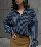 Navy Viscose shirt with pearl embellishments - oneinmelon