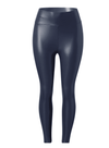 Navy Fleece Faux Leather Leggings - oneinmelon