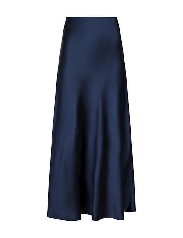 Navy Maxi satin skirt