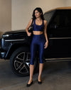 Navy Blue Glossy Capri