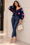 Navy Straight fit leather pants