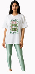Cotton Printed Oversized T-shirt - White (More Olives Please)