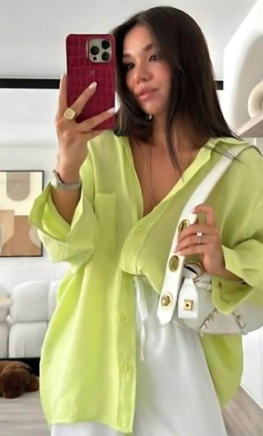 Neon Green Viscose Shirts One Size - oneinmelon