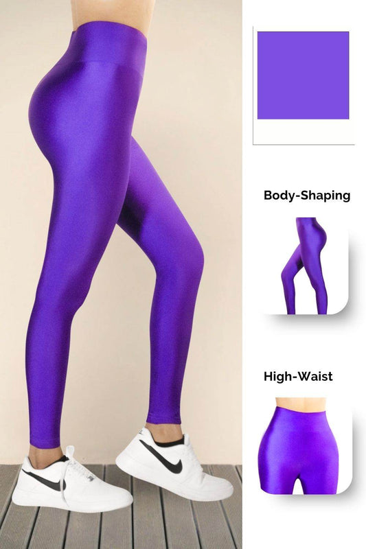 Purple Glossy Leggings - oneinmelon