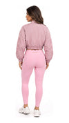 Nylon Drop Shoulder Cropped Jacket for Women