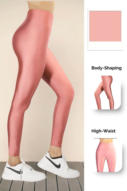 Rose Gold Glossy Leggings - oneinmelon