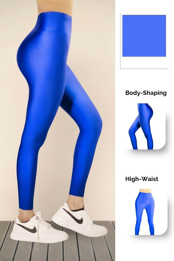 Royal blue Glossy Leggings - oneinmelon