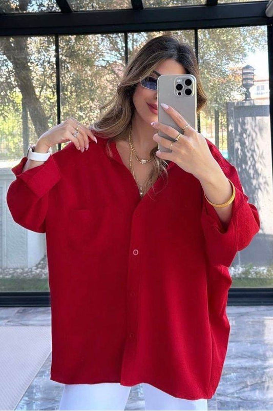 Red Viscose Shirts One Size - oneinmelon