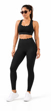 Black Racer Back Scalloped Set