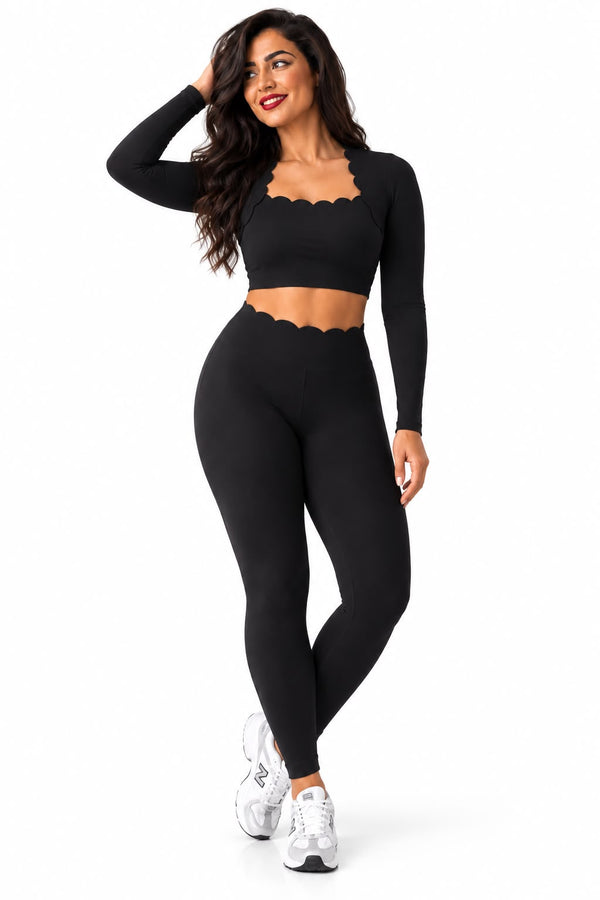 Scalloped Black Sclupt Top