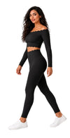 Black Off Shoulder Full Sleeve Set