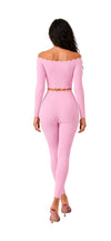 Pink Off Shoulder Full Sleeve Set