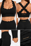 Black Racer Back Scalloped Set