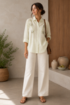 Sequin with pearls embellished viscose shirt oversized