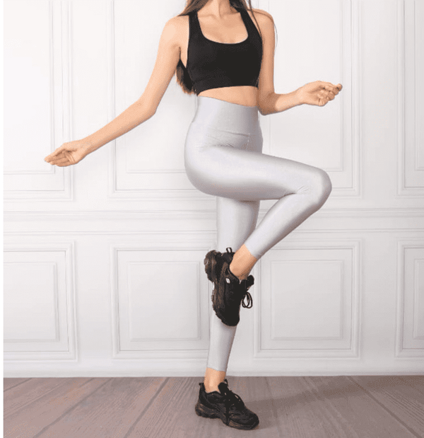 Silver Glossy Leggings - oneinmelon