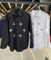 Viscose fabric diamond studded rhinestone shirt - oneinmelon