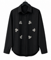 Viscose fabric diamond studded rhinestone shirt