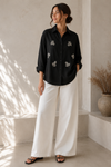 Viscose fabric diamond studded rhinestone shirt