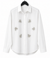 Viscose fabric diamond studded rhinestone shirt