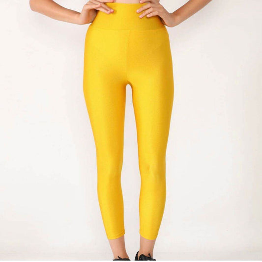 Yellow Glossy Leggings - oneinmelon