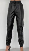 Black Faux Leather Jogger - oneinmelon