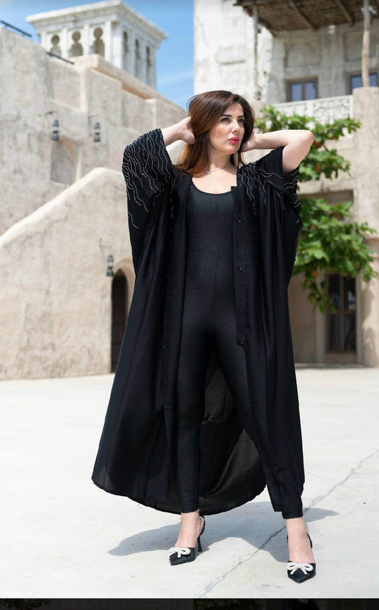 Black Kimono with Rhinestones One Size - oneinmelon