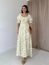 Off Shoulder lemon Print Maxi - oneinmelon