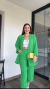 Green Co-Ords Set with Cropped White Inner - oneinmelon