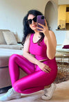 Berry Pink Glossy legging + Tank Top - oneinmelon