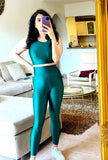 Dark Green Glossy legging + Tank Top - oneinmelon