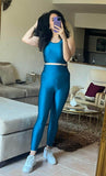 Teal Glossy legging + Tank Top - oneinmelon