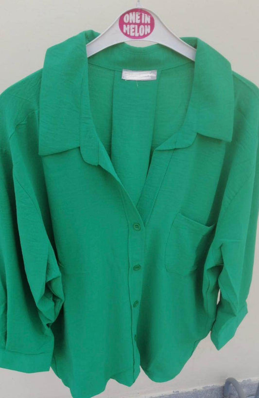 Green Viscose Shirts One Size - oneinmelon