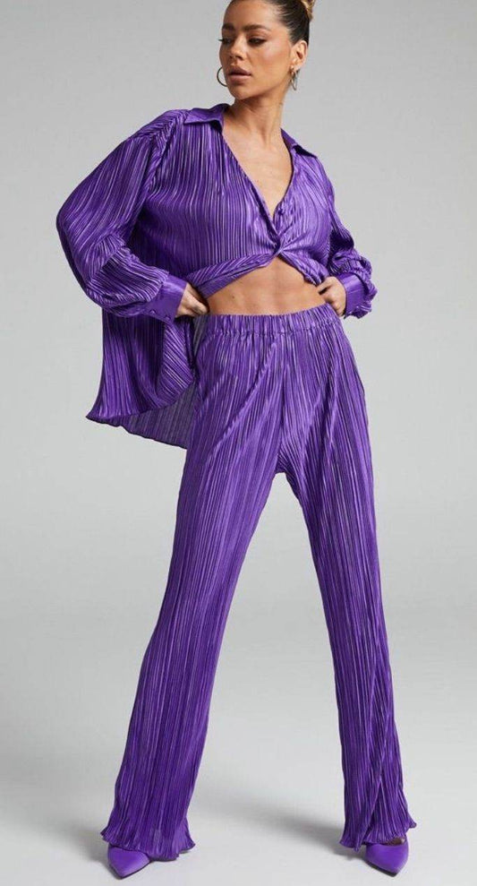 Purple Pleated Coord Set - oneinmelon