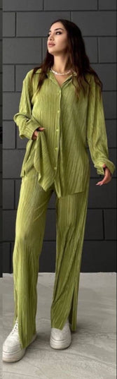 Grape Pleated Coord Set