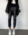 Black Faux Leather Jogger - oneinmelon