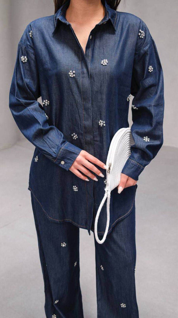 Rhinestones Denim Co-ord set - oneinmelon