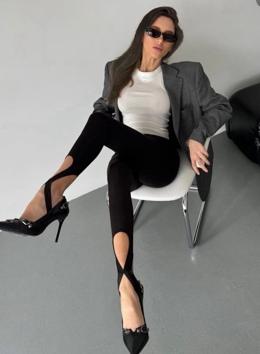 Criss  cross leggings cotton spandex