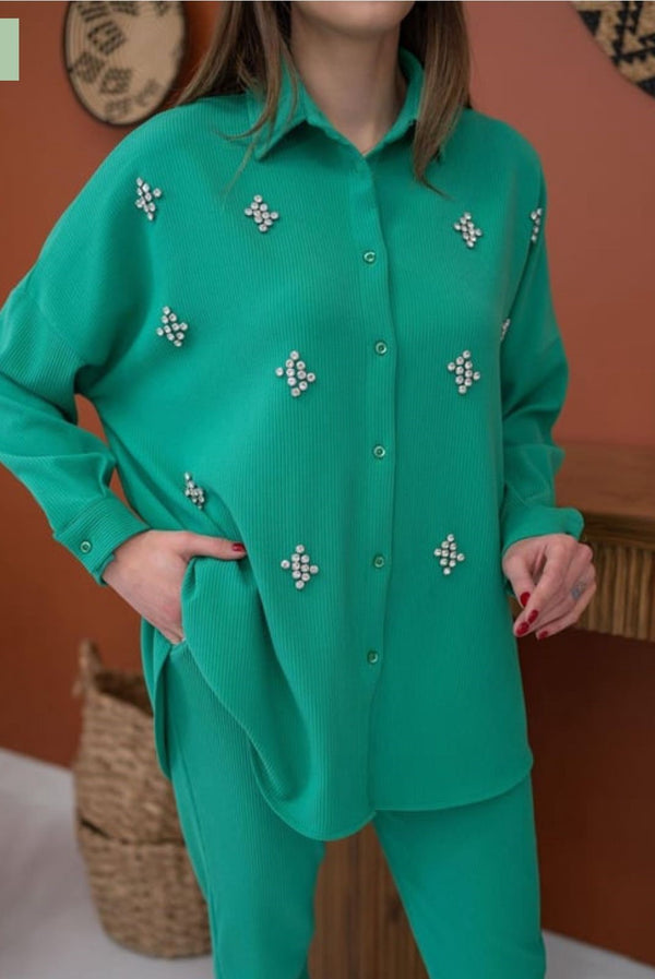 Coord set rhinestone Corduroy fabric