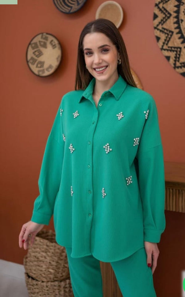 Coord set rhinestone Corduroy fabric