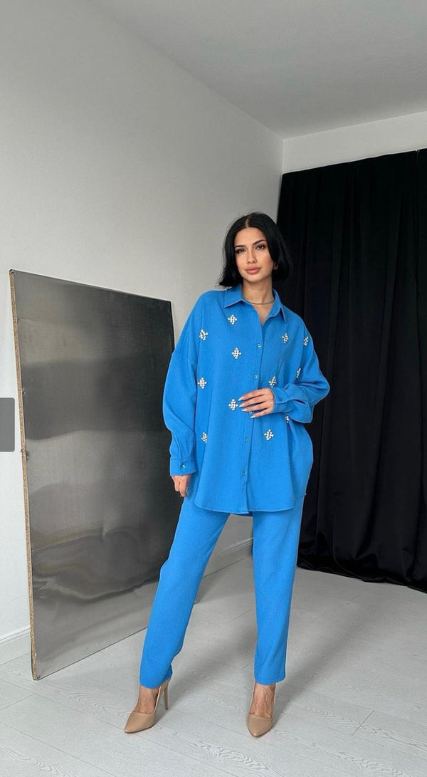 Coord set rhinestone Corduroy fabric