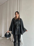 Poncho fur with belt