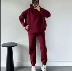 Oversized hoodie with jogger with fleece