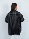 Leather tweed shirt