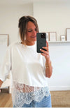 Asymmetrical cotton lace Tshirt