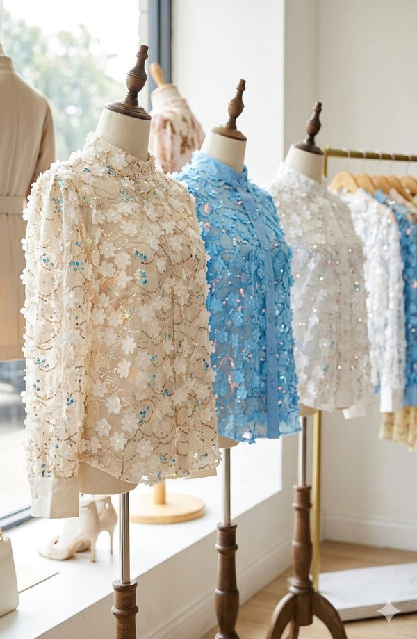 Floral 3D net shirt