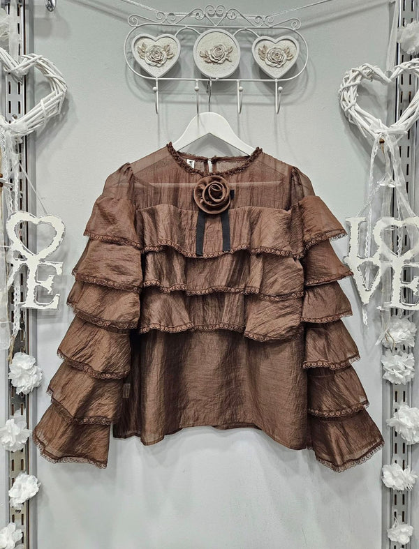 Espresso Petal Ruffle Top